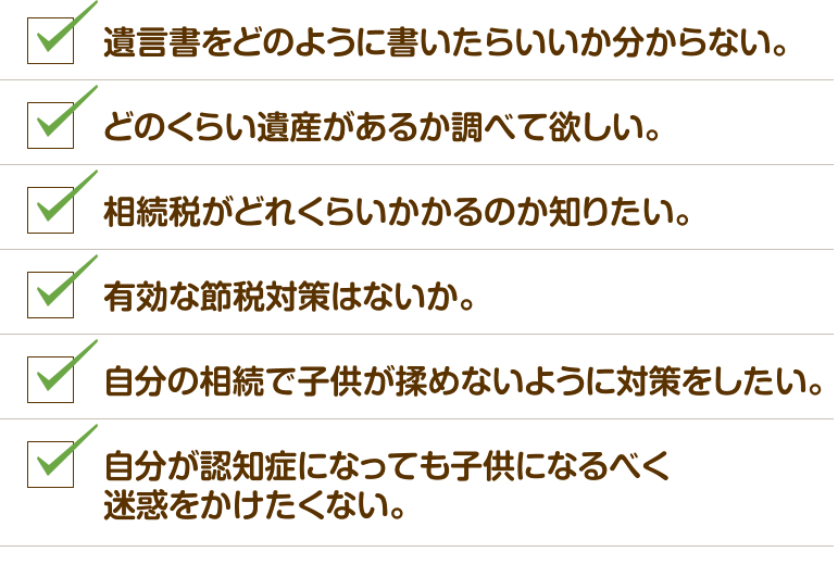 遺言書に関するお悩み